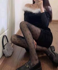 Fashion Black LV Luxury Tights - one size