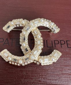 Chanel Gold Pearl & Diamante Brooch