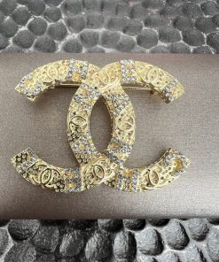 Chanel Gold Diamante Brooch