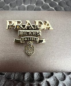 Prada Milano Metal Brooch - Gold