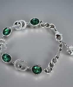Gucci Vintage Style Silver Crystal Bracelet