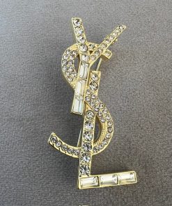 YSL Gold Diamante Brooch