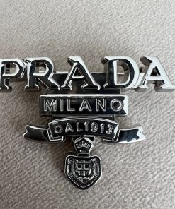 Prada Milano Metal Brooch - Silver