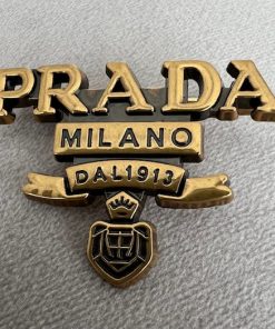 Prada Milano Metal Brooch - Antique Gold