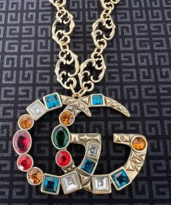 Gucci Gold Stoned Pendant Necklace