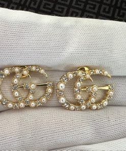 Gucci Gold Pearl Diamante Earrings